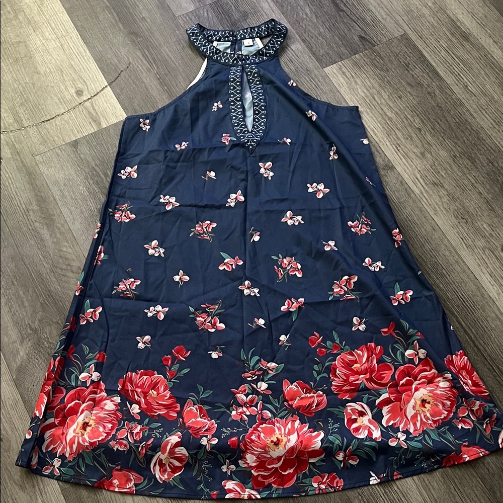 Chic Floral Halter Mini Dress